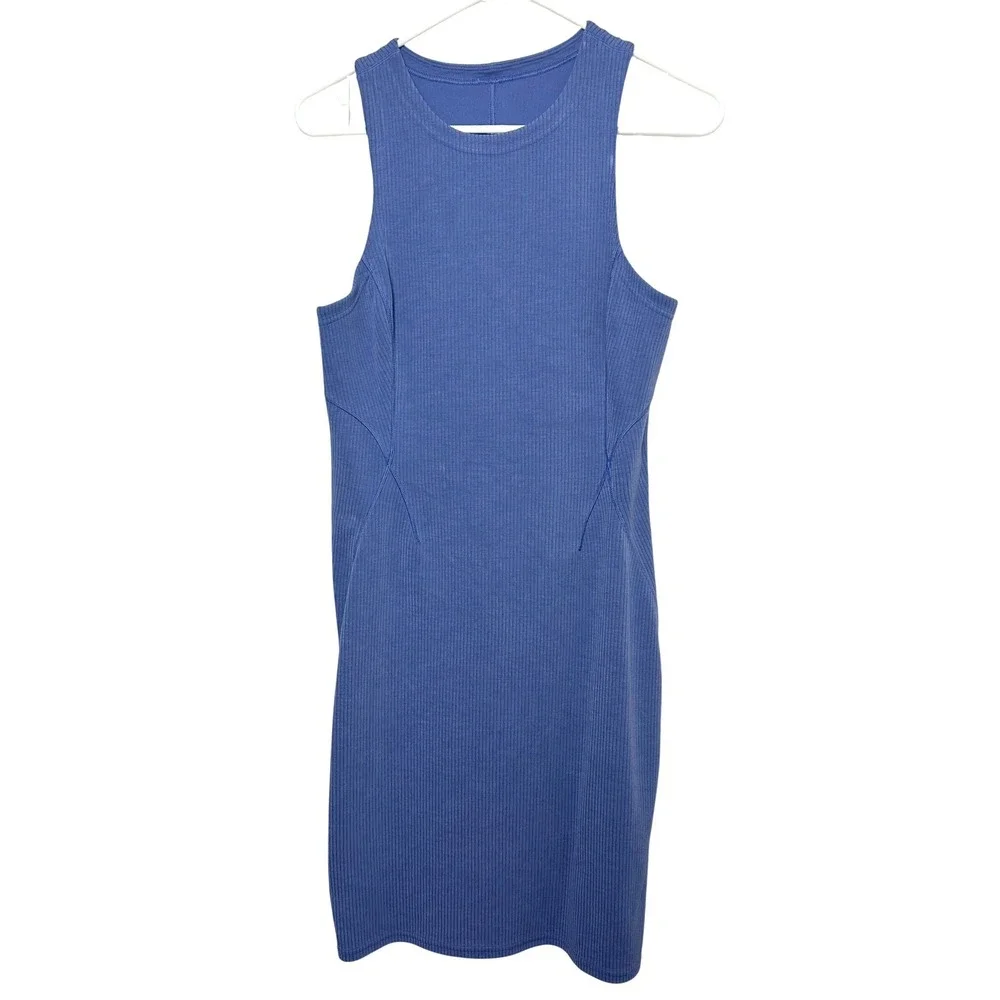 Lululemon Ribbed Softstreme‎ Slim-Fit Tank Dress Oasis Blue size 4 athleisure